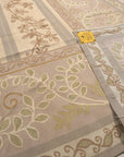 Vintage Aubusson Flat Weave Wool Rug, Lilac Grey Fern and Vine Stripe