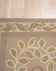 Vintage Aubusson Flat Weave Wool Rug, Lilac Grey Fern and Vine Stripe