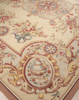 Vintage Aubusson Flat Weave Wool Rug, Louis XV Rosette Medallion
