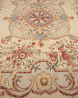 Vintage Aubusson Flat Weave Wool Rug, Louis XV Rosette Medallion