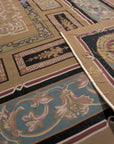 Vintage Aubusson Flat Weave Wool Rug, Neoclassical Compass Medallion