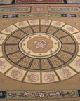 Vintage Aubusson Flat Weave Wool Rug, Neoclassical Compass Medallion