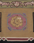 Vintage Aubusson Flat Weave Wool Rug, Neoclassical Compass Medallion