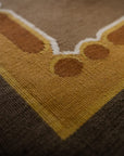 Vintage Aubusson Flat Weave Rug, Olive Green Star Lattice