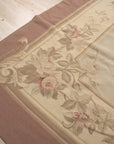 Vintage Aubusson Flat Weave Wool Rug, Pastel Rose Bouquet