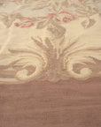 Vintage Aubusson Flat Weave Wool Rug, Pastel Rose Bouquet