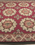 Vintage Aubusson Flat Weave Wool Rug, Raspberry Rosette