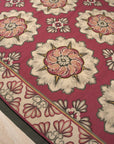 Vintage Aubusson Flat Weave Wool Rug, Raspberry Rosette