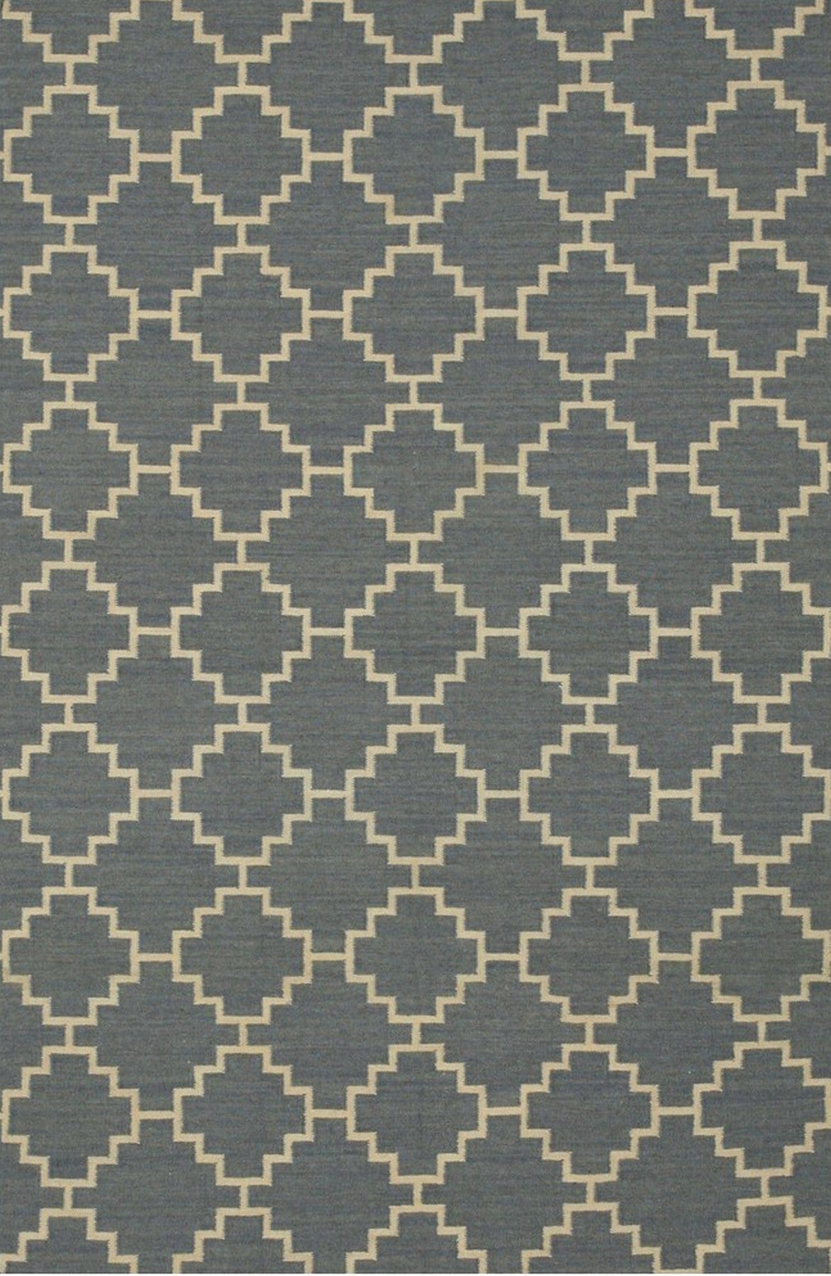 Blue flatweave wool area rug for living room