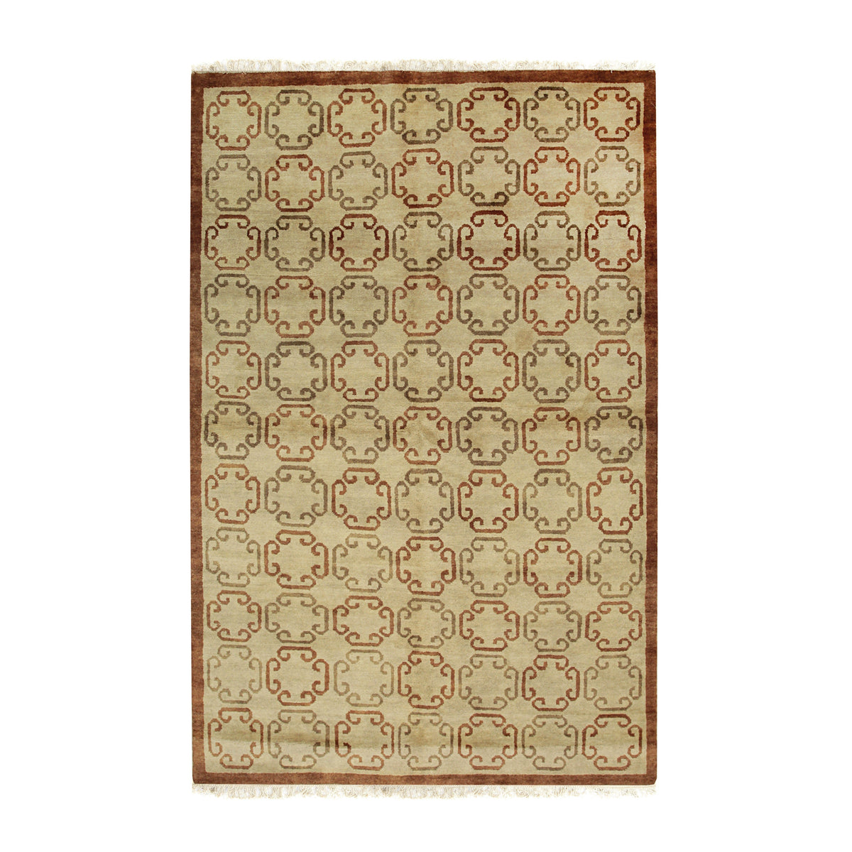 Abstract rugs - Louie Vibrant Brown and Ivory hand knotted wool abstract rug, 6x9 through 14x18, at eorugs.com