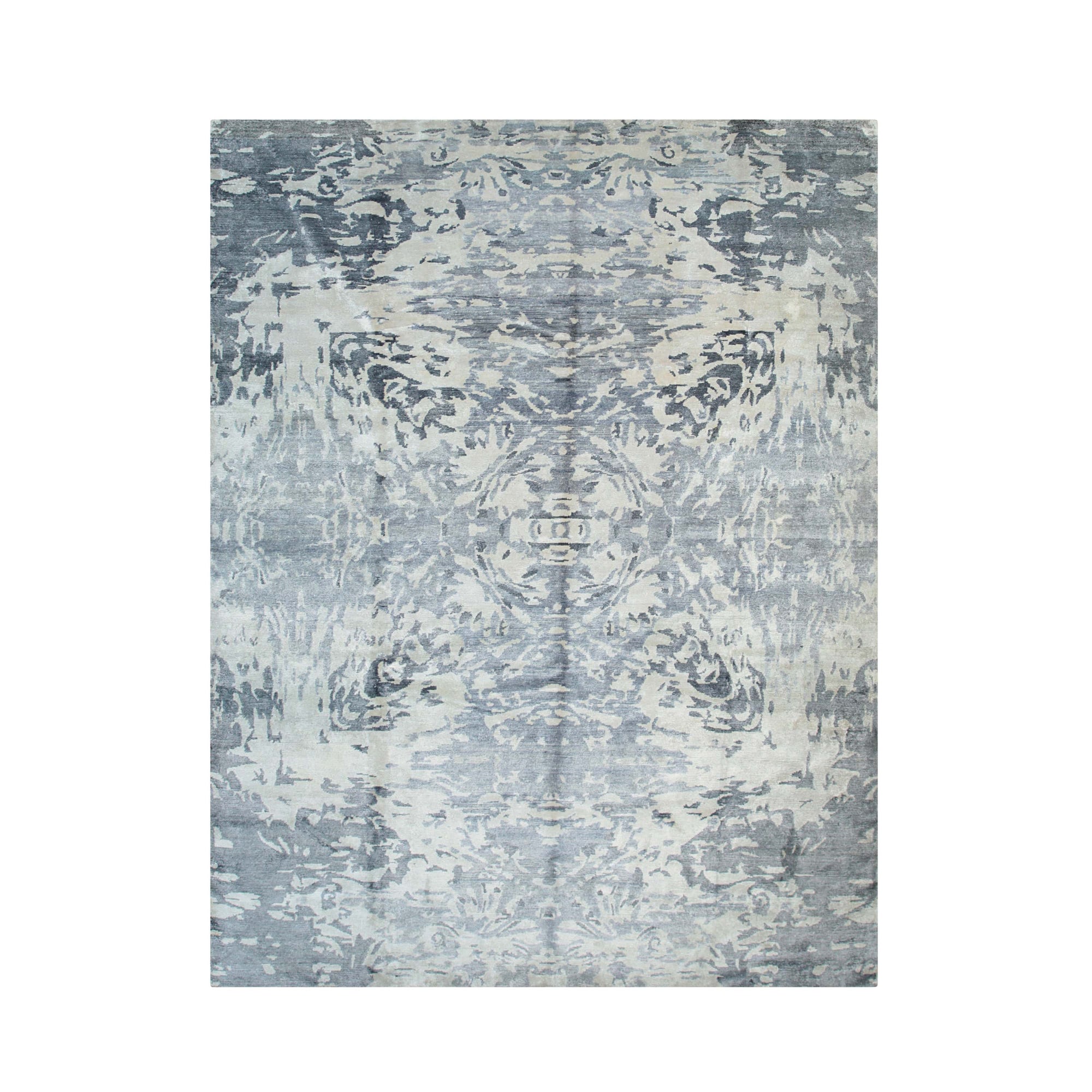 Traditional Persian hand-knotted ivory wool rug