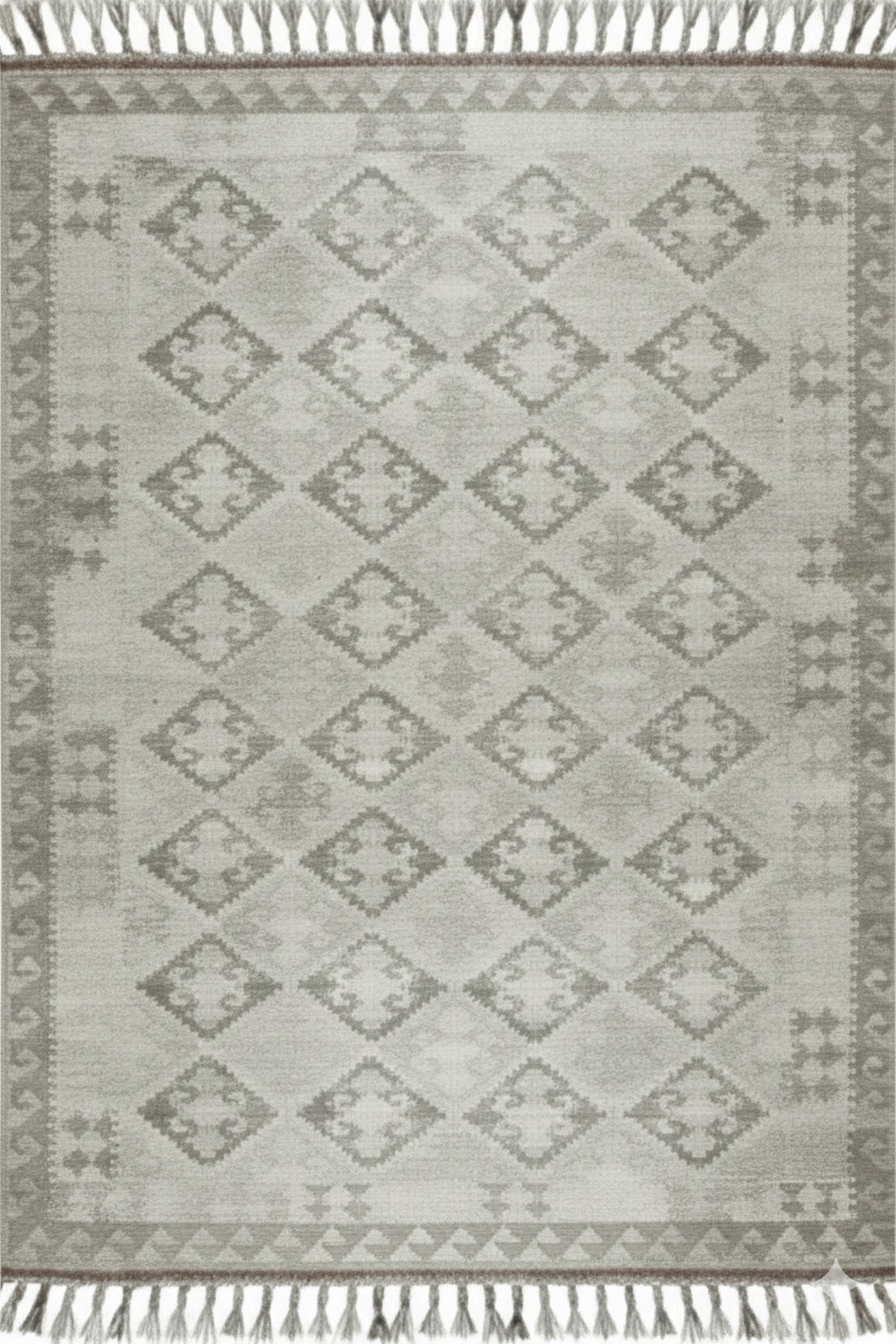 Gray flatweave wool rug ideal for dining rooms