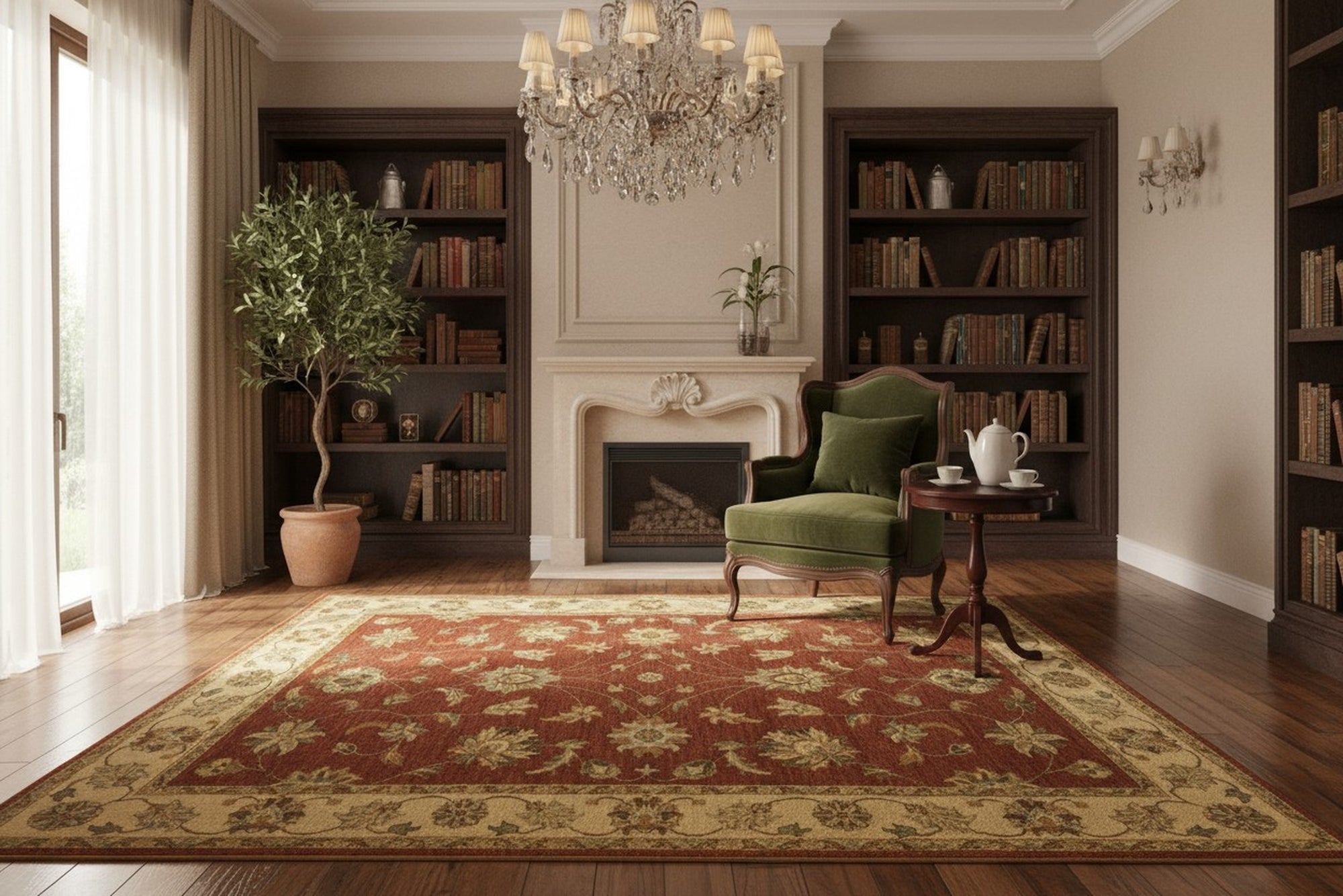 Brown Agra traditional oriental hand-knotted wool area rug