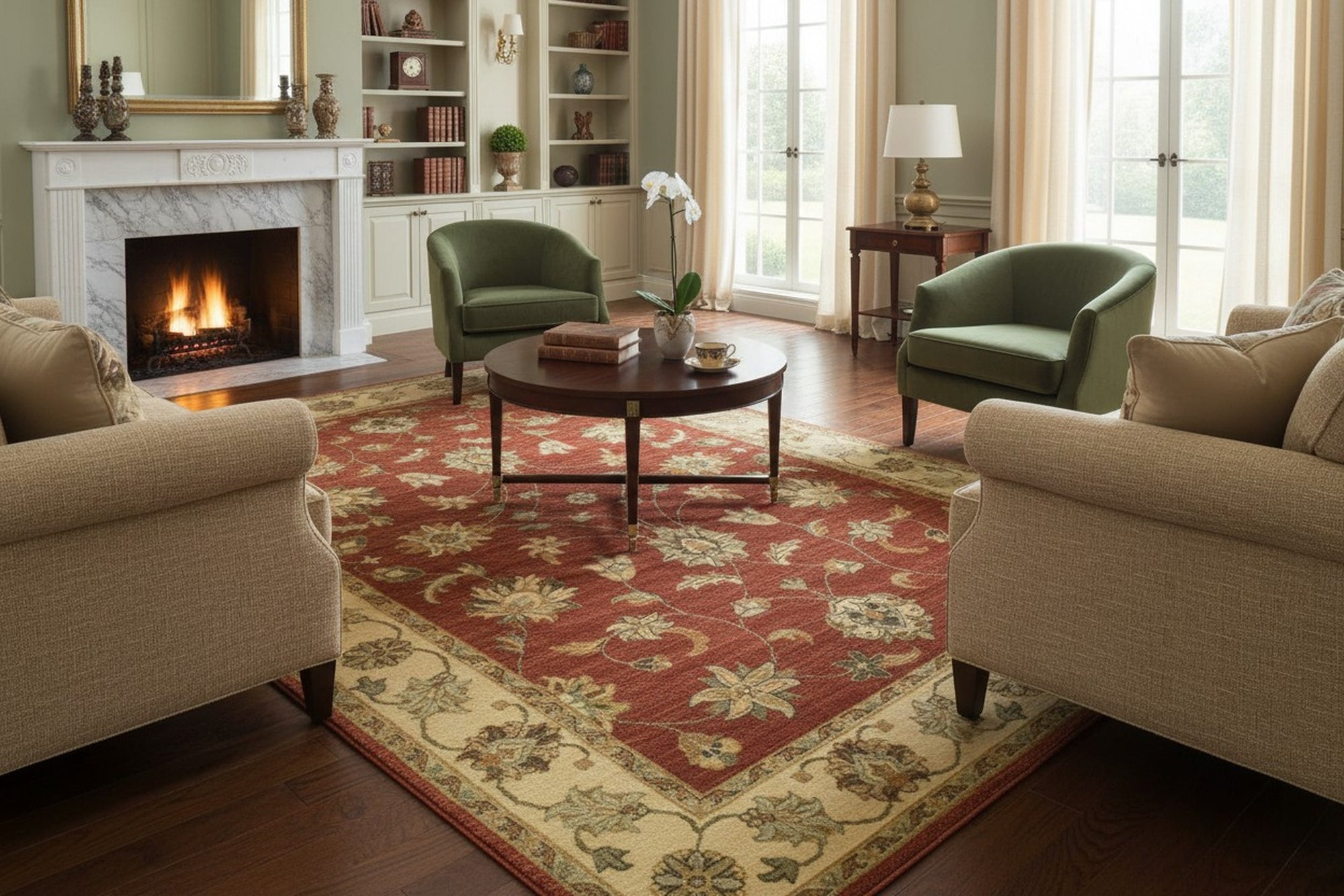 Brown Agra traditional oriental hand-knotted wool area rug