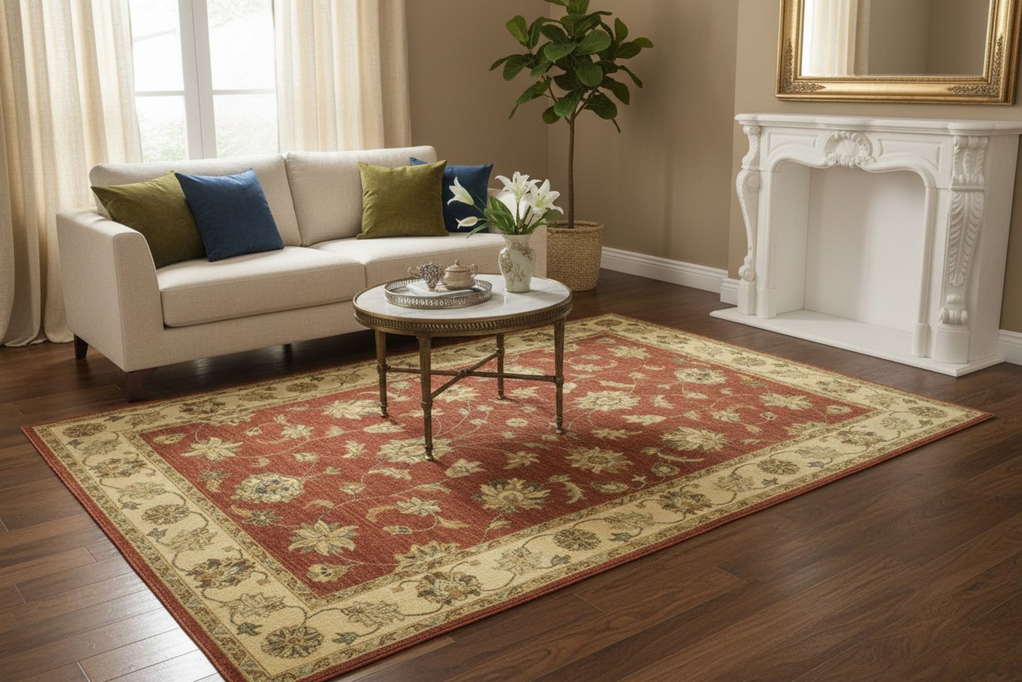 Brown Agra traditional oriental hand-knotted wool area rug