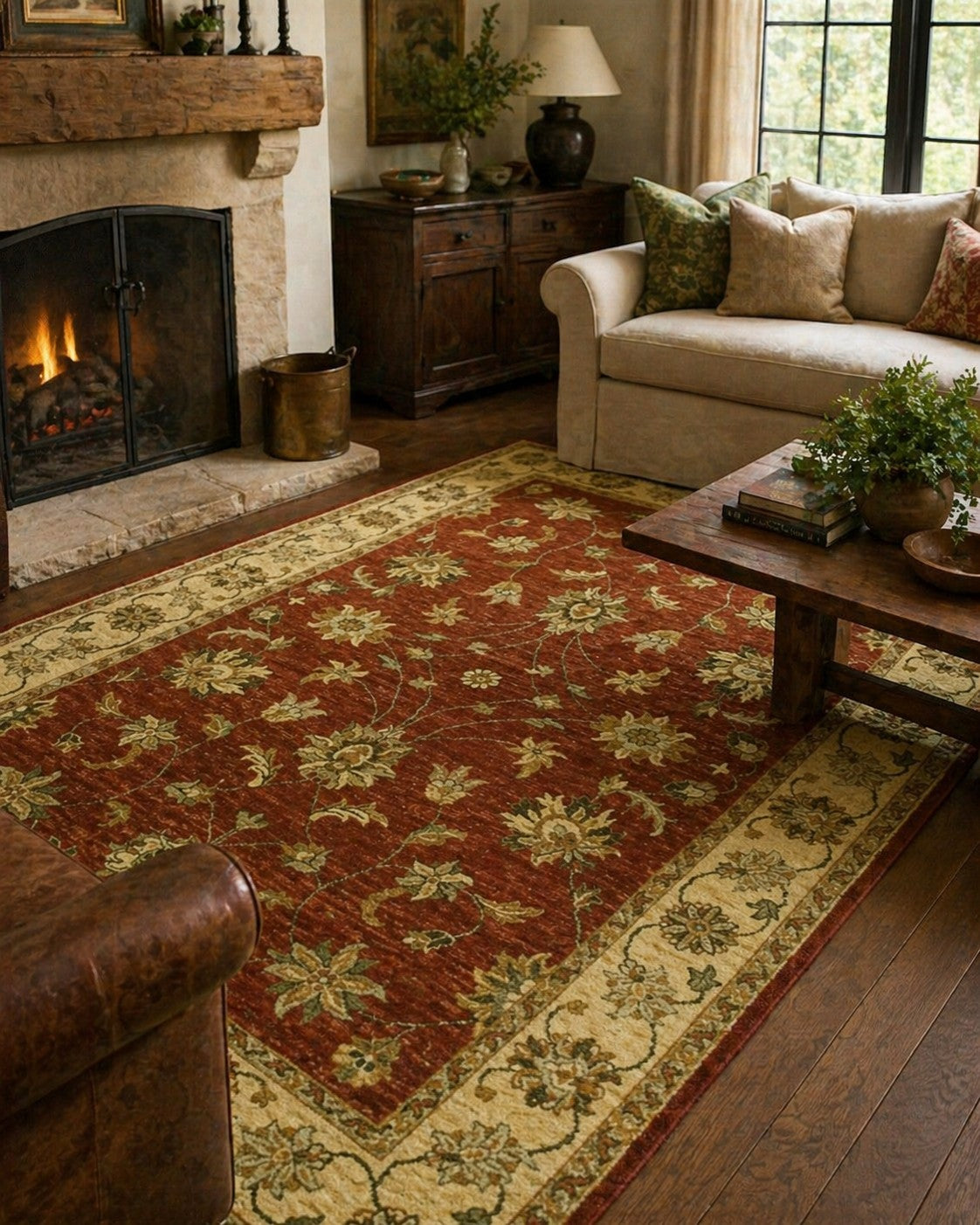 Giselle Agra Multicolor Hand Knotted Wool Rug 4x6 in an elegant living room - traditional Persian-style area rug