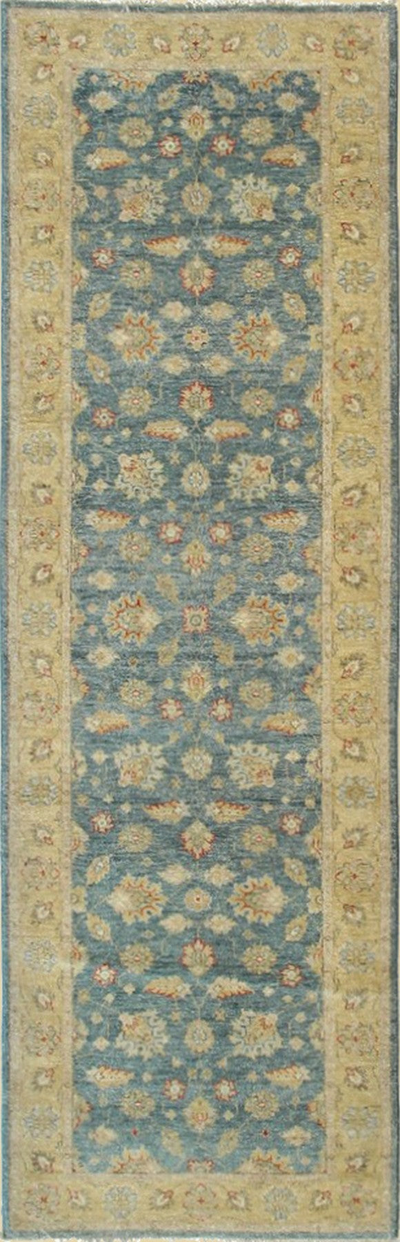 Isolated view of Violet Agra Blue Hand Knotted Wool Rug, showcasing its design.