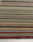 Multicolor striped handmade wool runner rug 2 x 6 detail