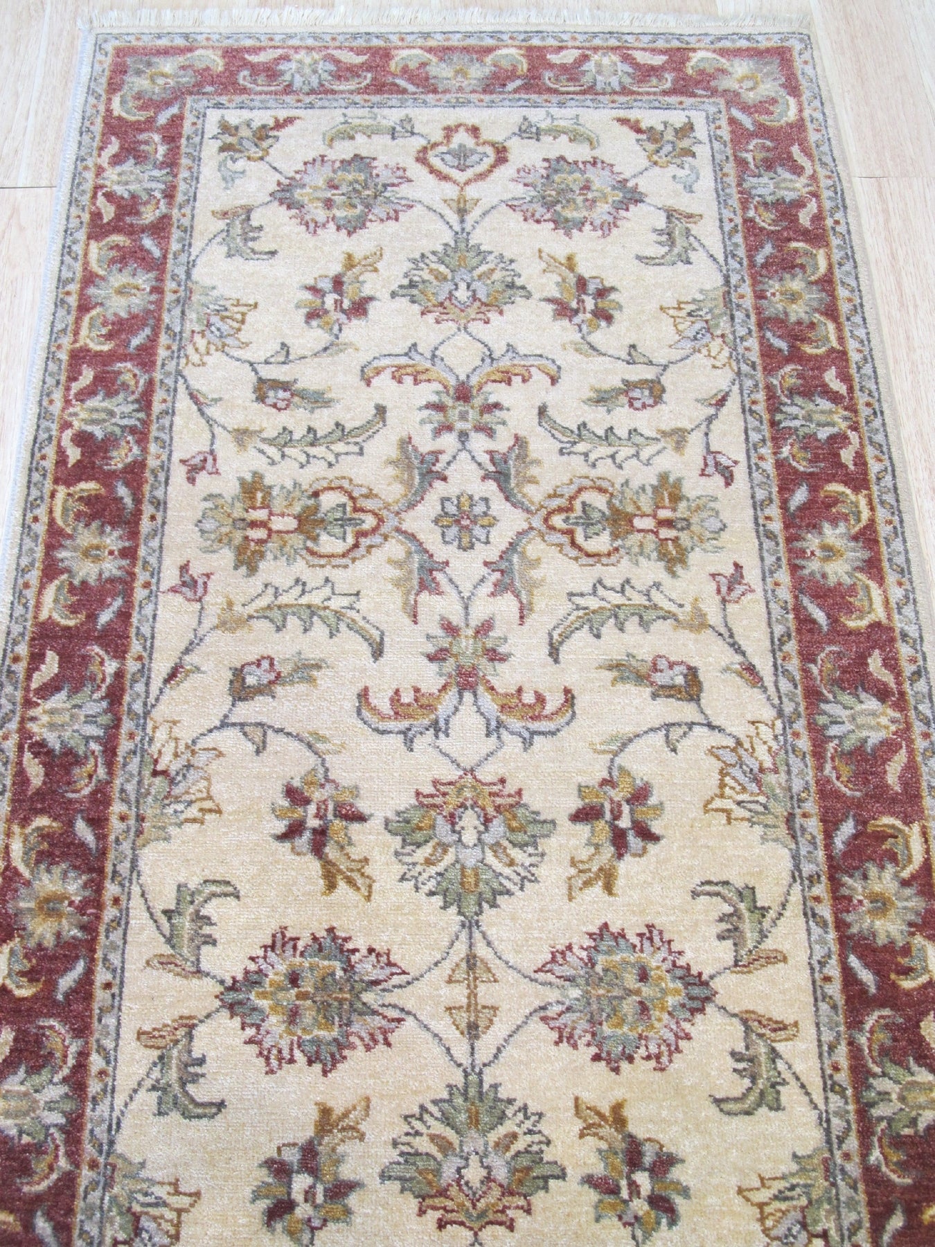 Elegant Ivory Floral Runner Rug