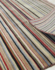 Multicolor striped handmade wool runner rug 2 x 6 detail