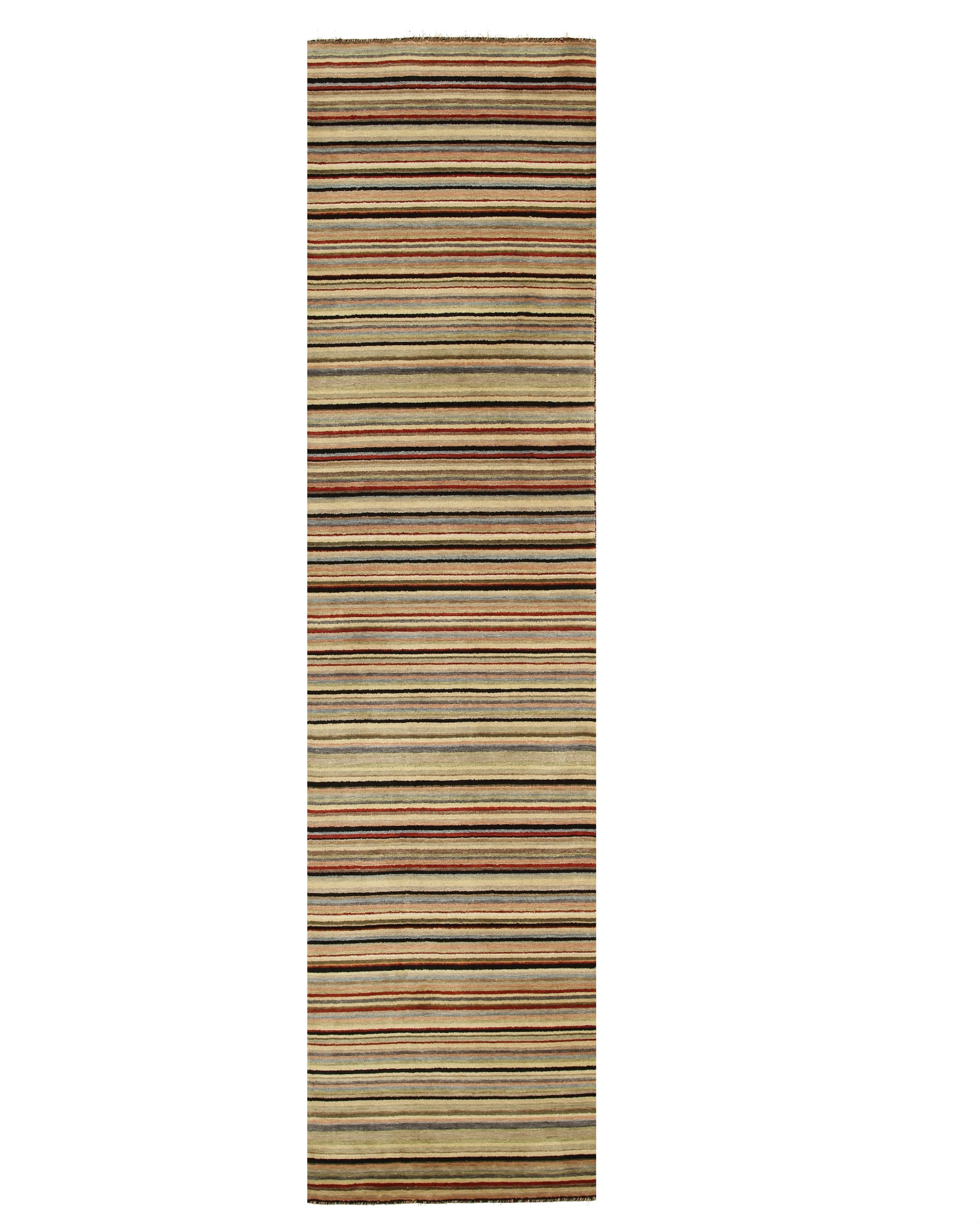 Multicolor striped handmade wool runner rug 2 x 6 room scene