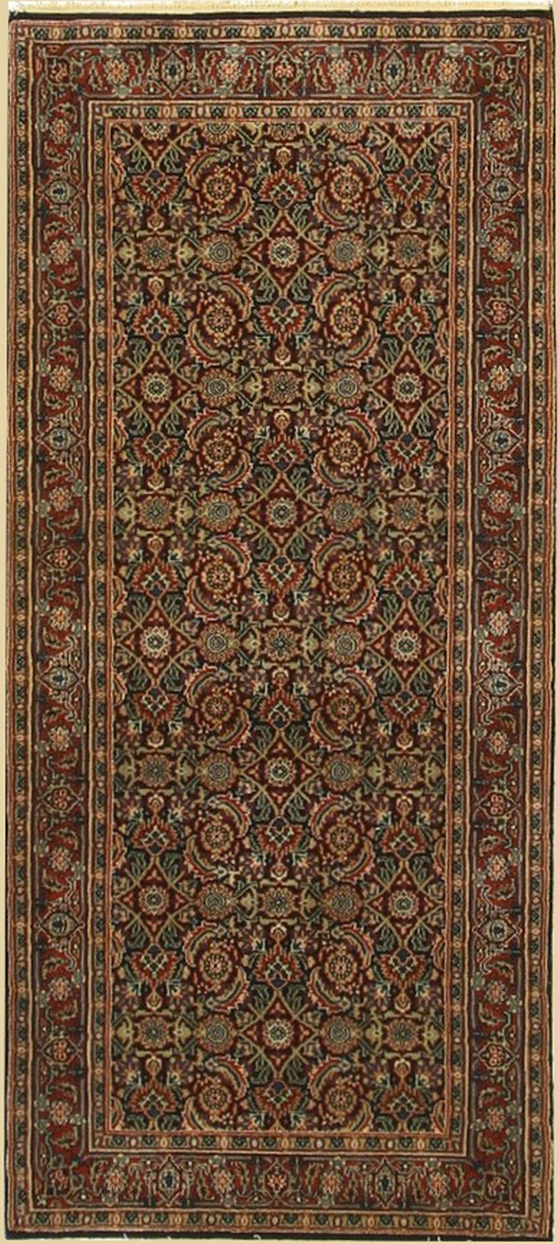 Navy & Rust Hand Knotted Oriental Herati Rug