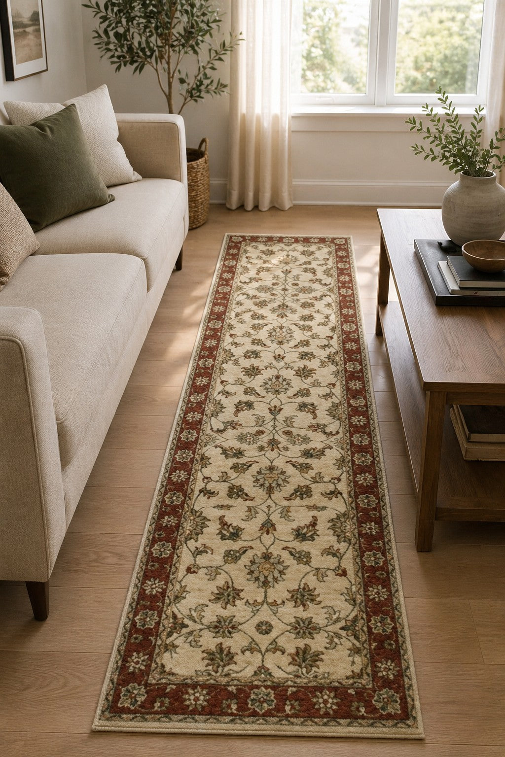 Bianca Agra Ivory Hand Knotted Wool Rug styled in a modern living room - area rug lifestyle photo