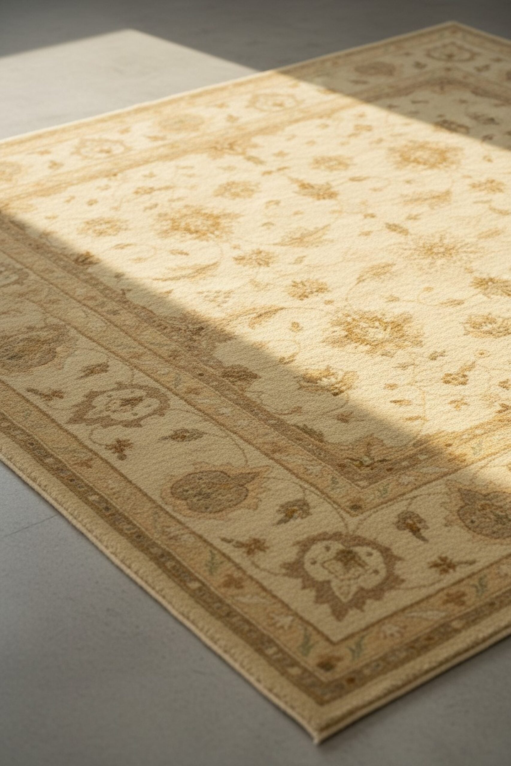 Beige Peshawar traditional oriental hand-knotted wool area rug
