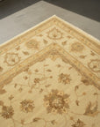 Beige Peshawar traditional oriental hand-knotted wool area rug