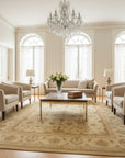 Beige Peshawar traditional oriental hand-knotted wool area rug