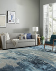 Teal Galaxy Handloomed Wool Rug - additional view