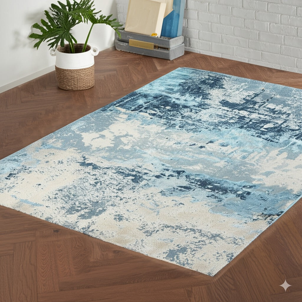 Teal Galaxy Handloomed Wool Rug - additional view