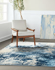 Teal Galaxy Handloomed Wool Rug - additional view