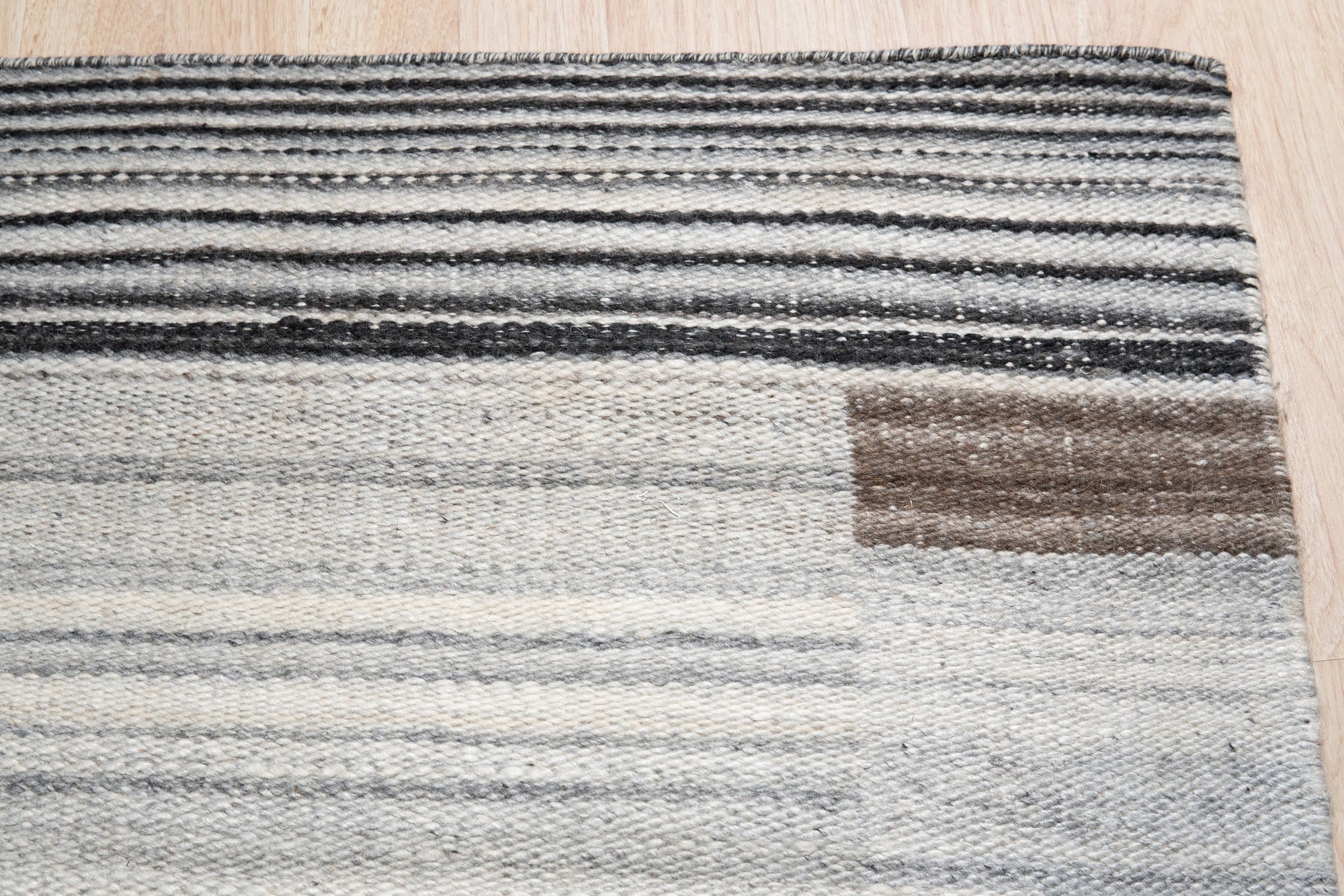 Reversible Stripes Handmade Wool and Viscose Durry Rug