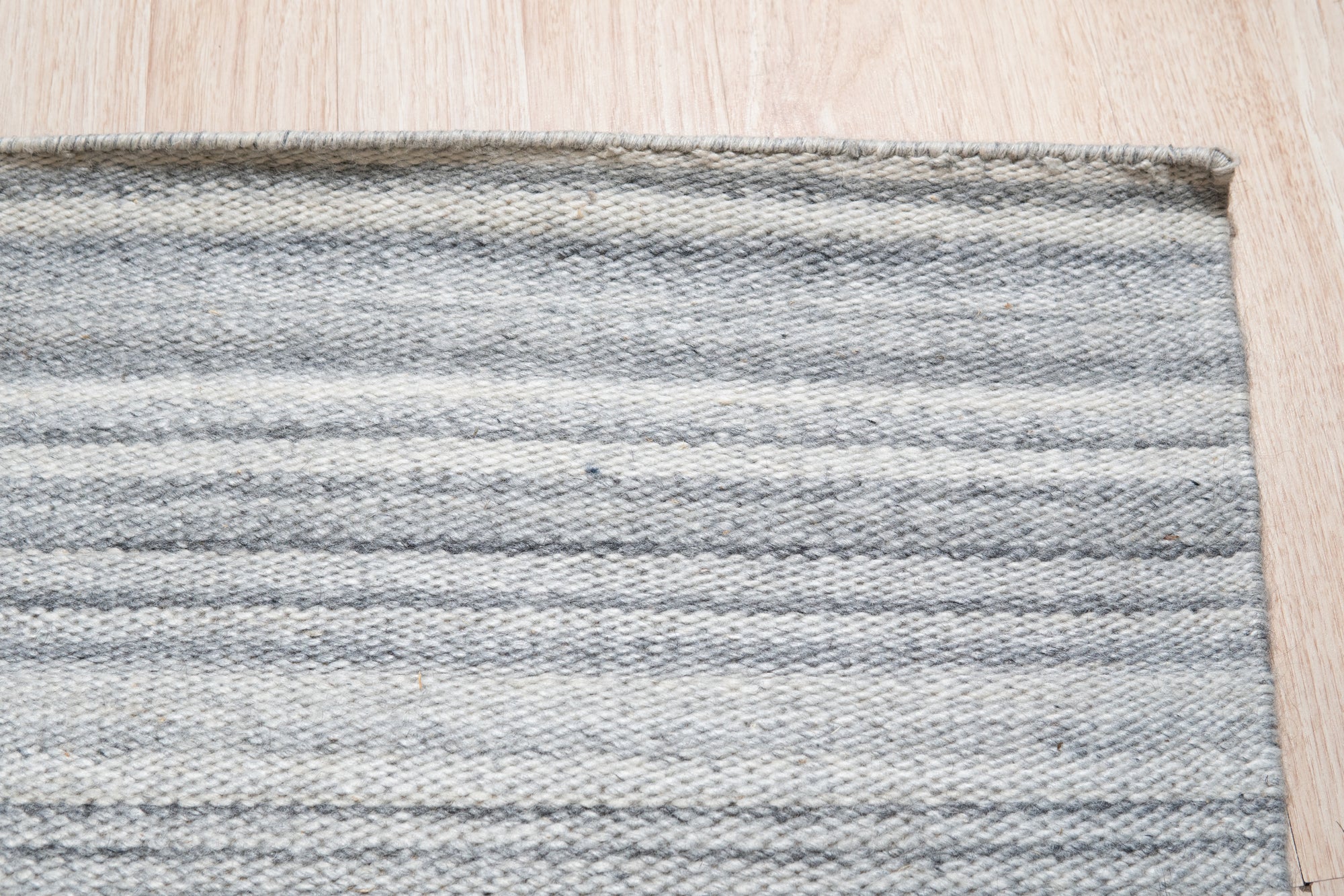 Reversible Stripes Handmade Wool and Viscose Durry Rug