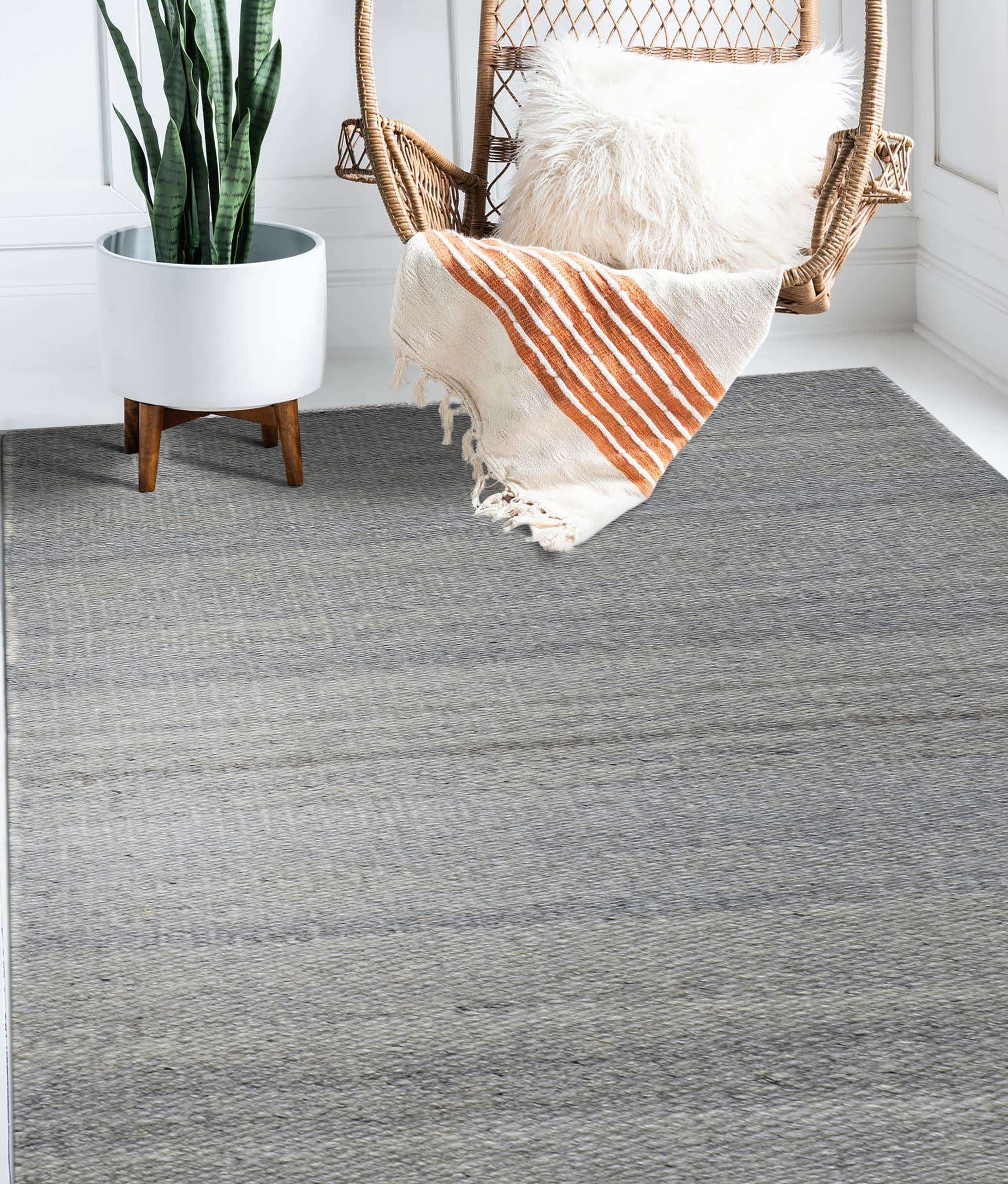 Clara Unique Gray Flatweave Wool &amp; Viscose Rug