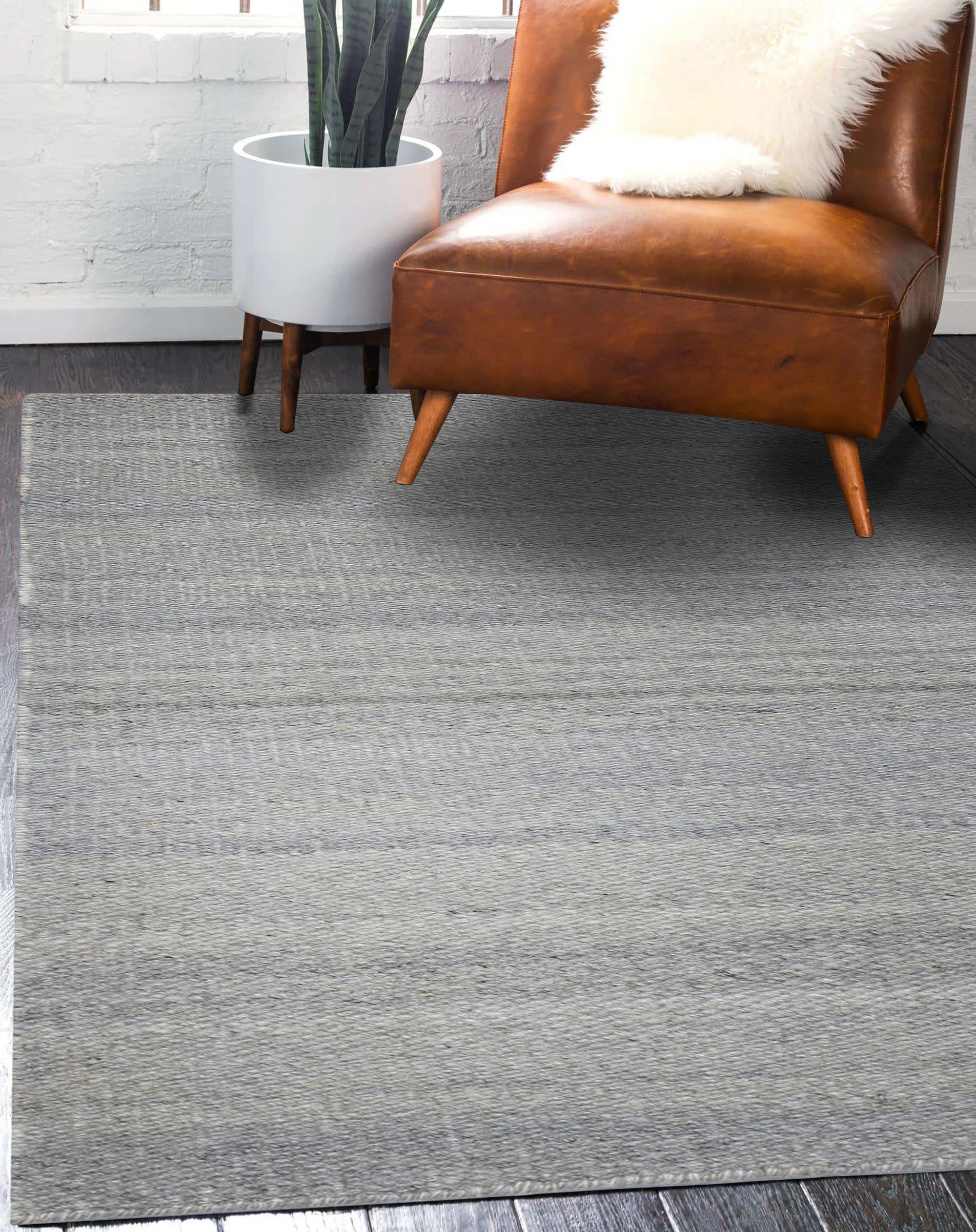 Clara Unique Gray Flatweave Wool &amp; Viscose Rug