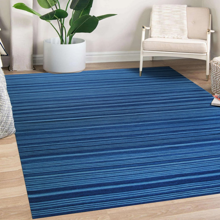 Small Blue Wool Rug Stylish Graceful Blue Flatweave Wool Rug | Eastern Oriental Rug Company