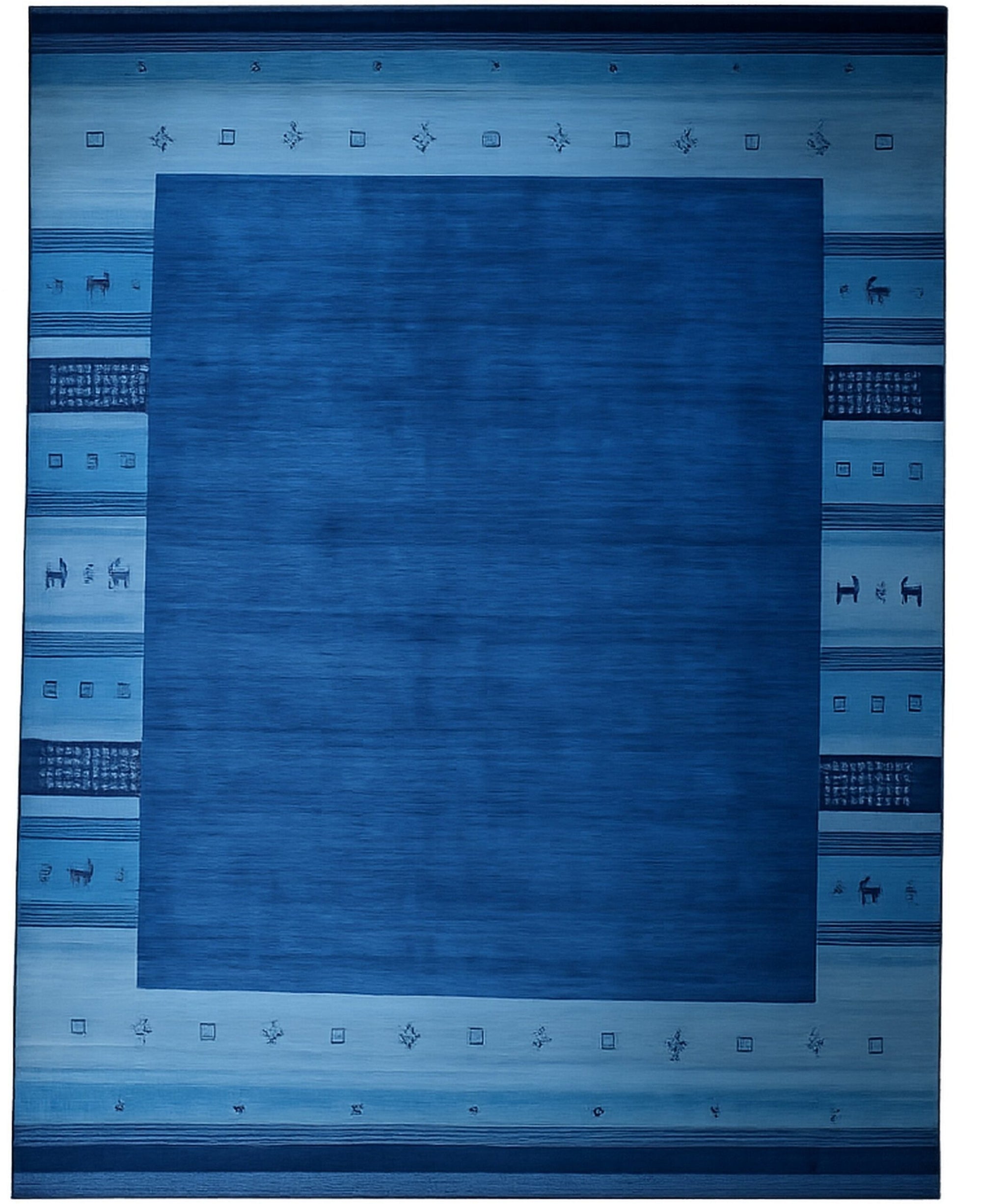 Handloomed Blue Gabbeh Tribal Wool Area Rug