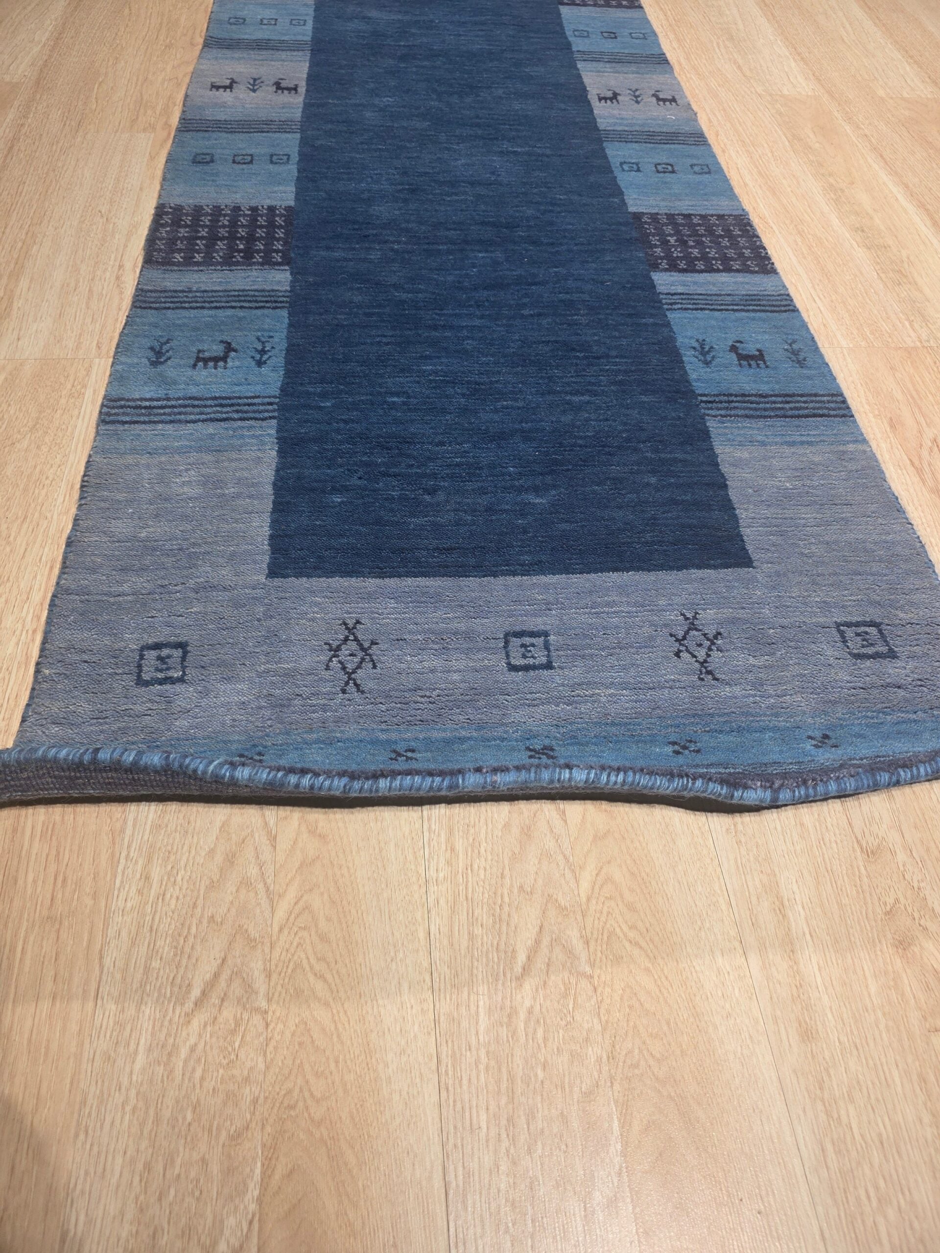 Handloomed Blue Gabbeh Tribal Wool Area Rug - view 1