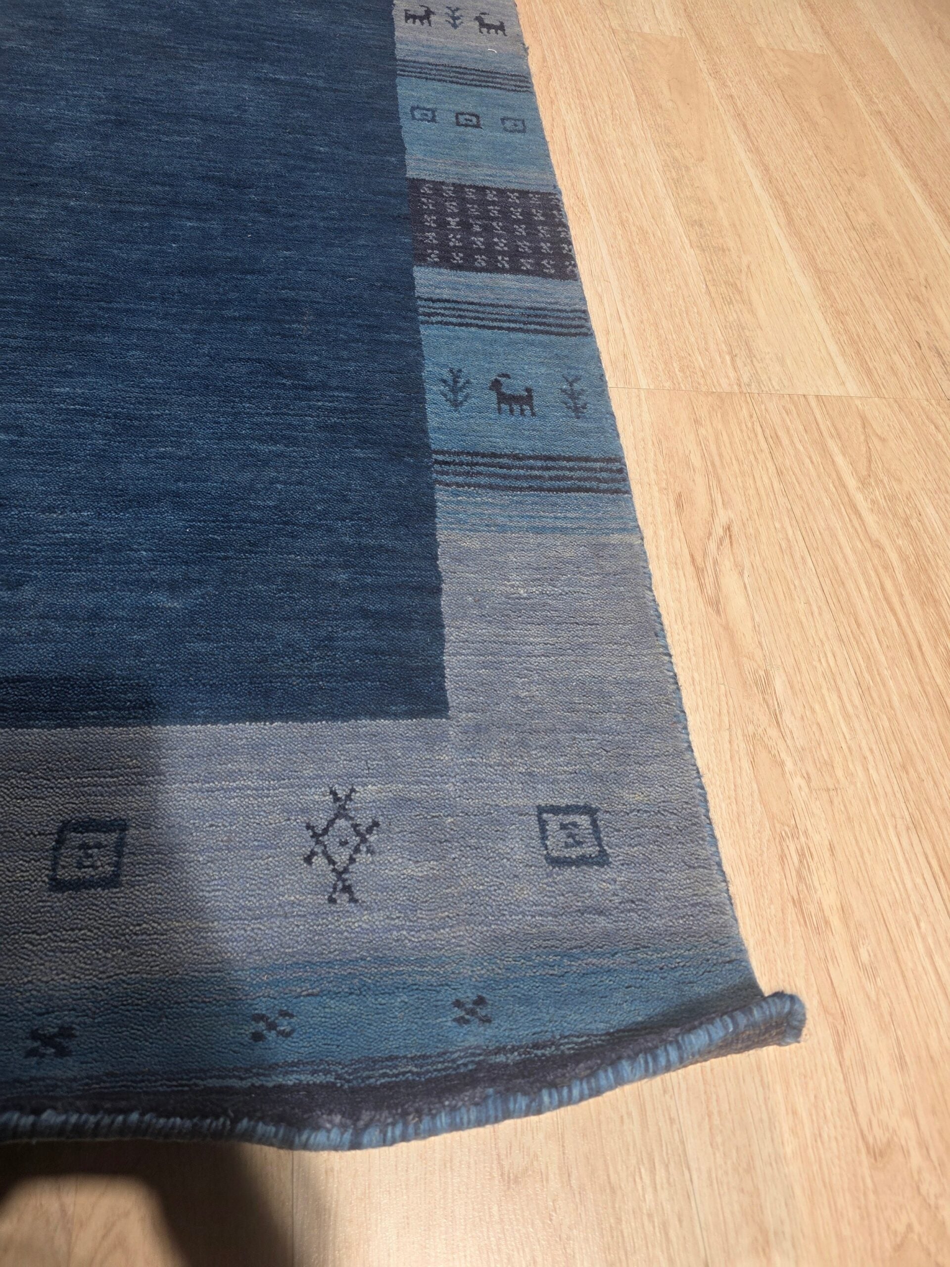 Handloomed Blue Gabbeh Tribal Wool Area Rug - view 2