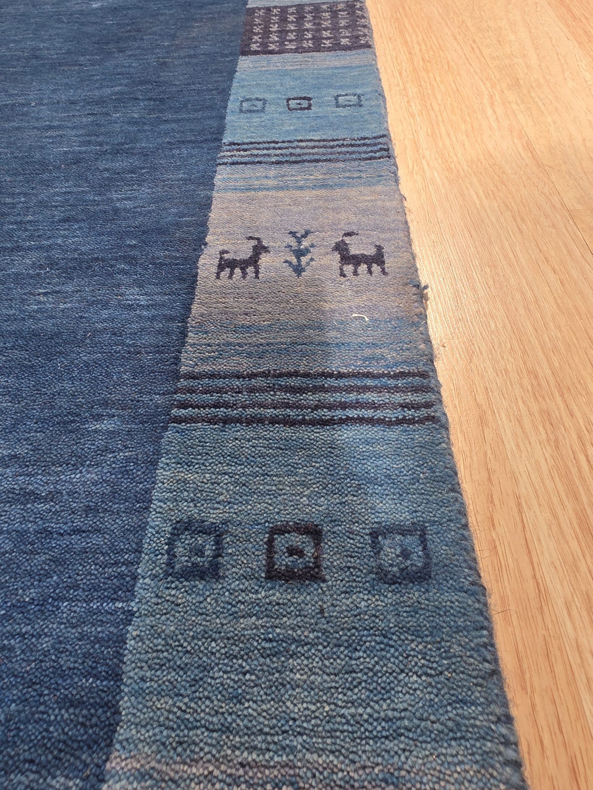 Handloomed Blue Gabbeh Tribal Wool Area Rug - view 5