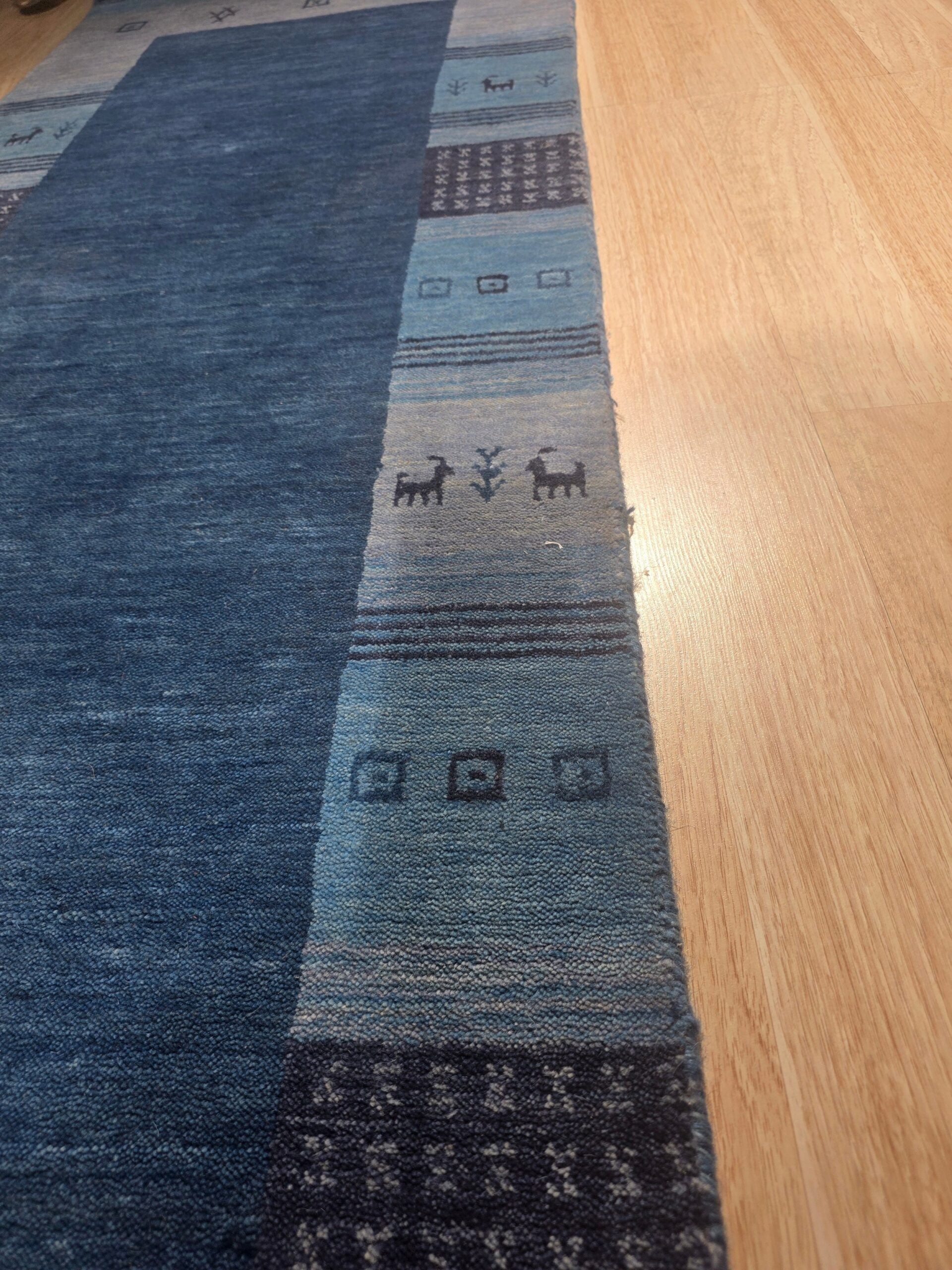 Handloomed Blue Gabbeh Tribal Wool Area Rug - view 6
