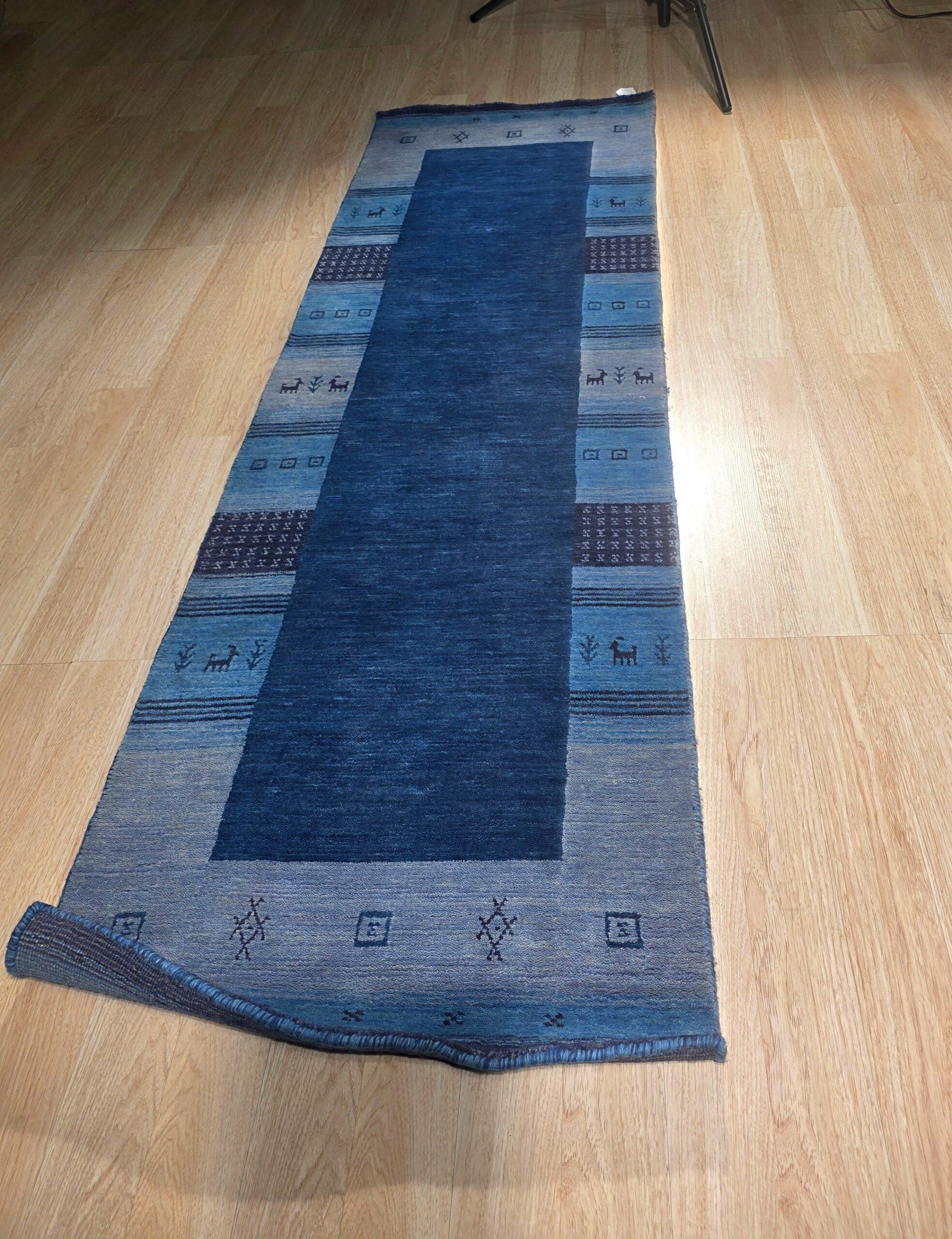 Handloomed Blue Gabbeh Tribal Wool Area Rug - view 7