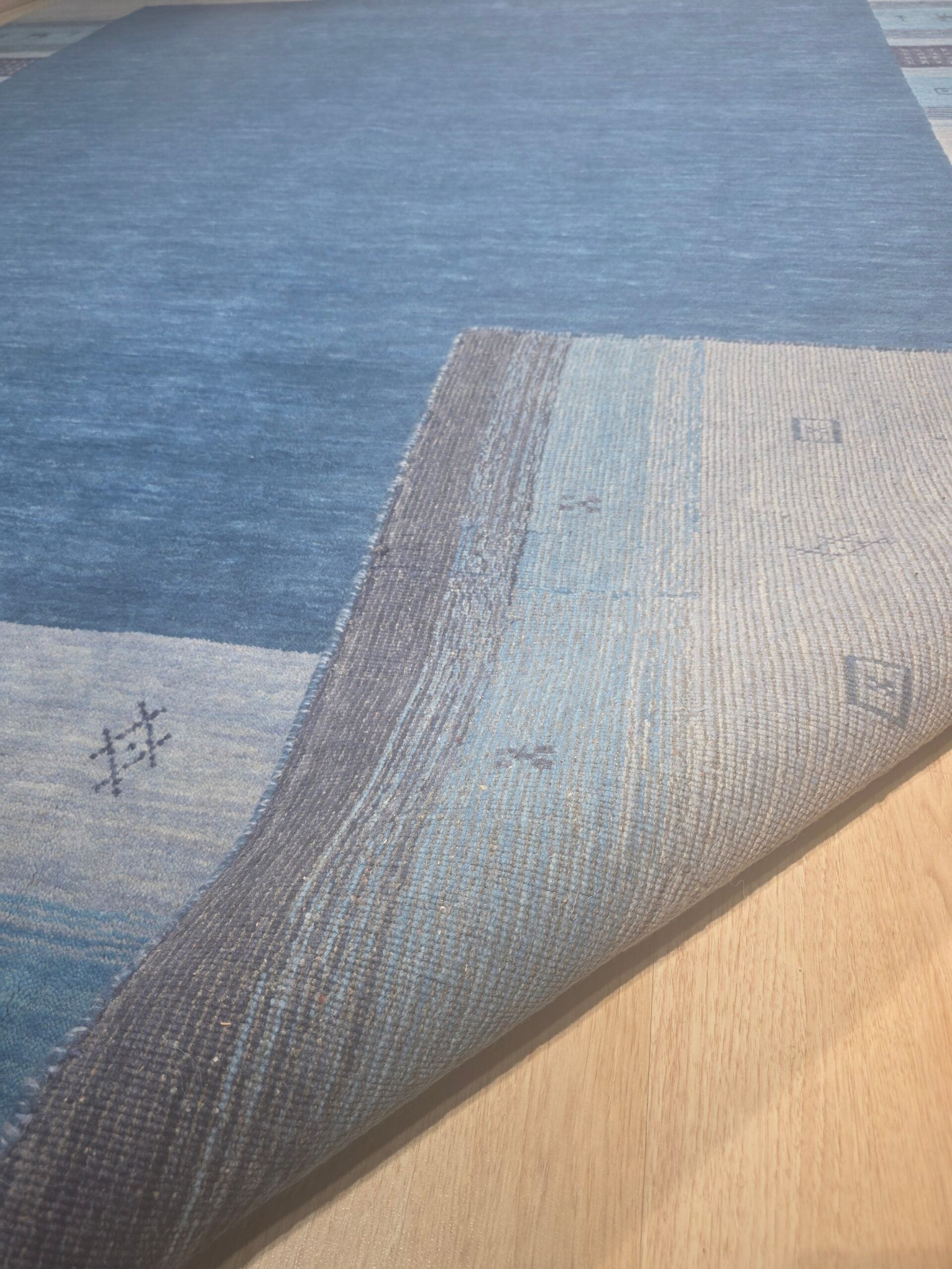 Handloomed Blue Gabbeh Tribal Wool Area Rug - view 10