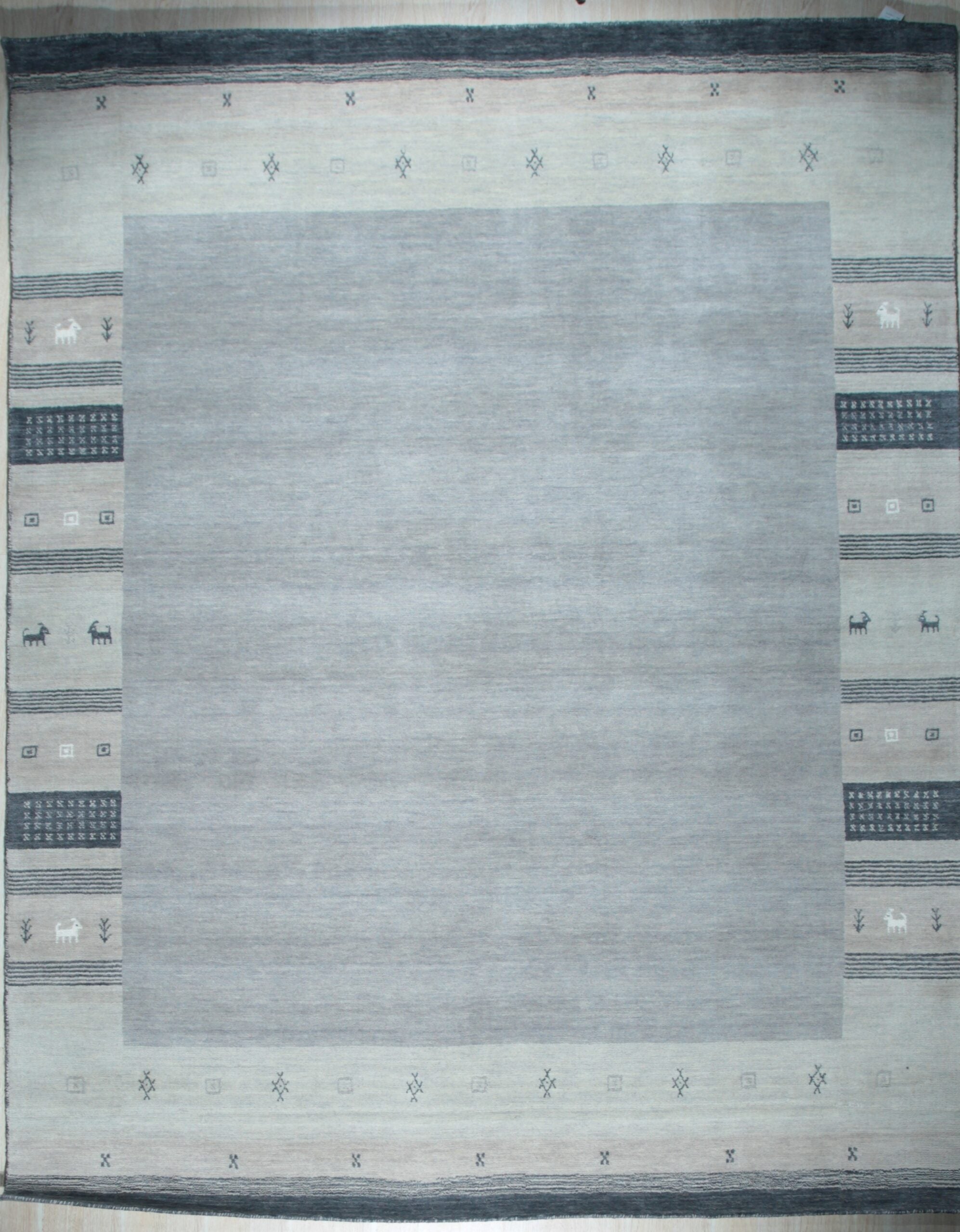 Handloomed Gray Gabbeh Tribal Wool Area Rug