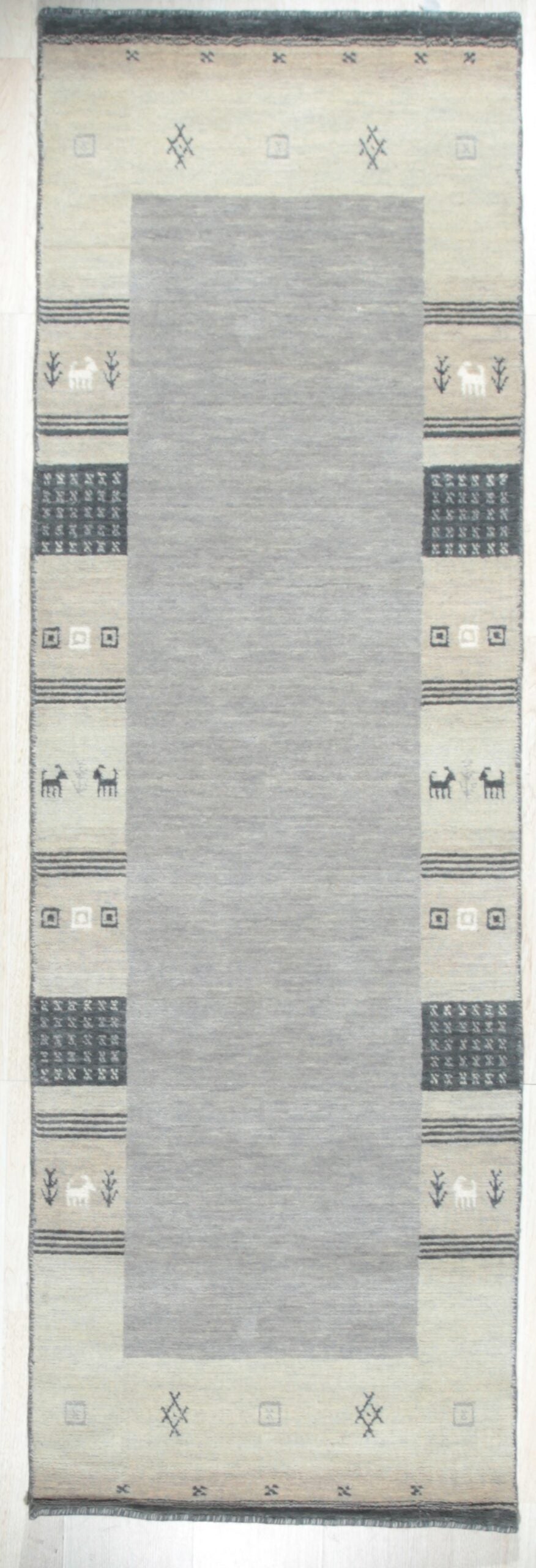 Handloomed Gray Gabbeh Tribal Wool Area Rug - view 1