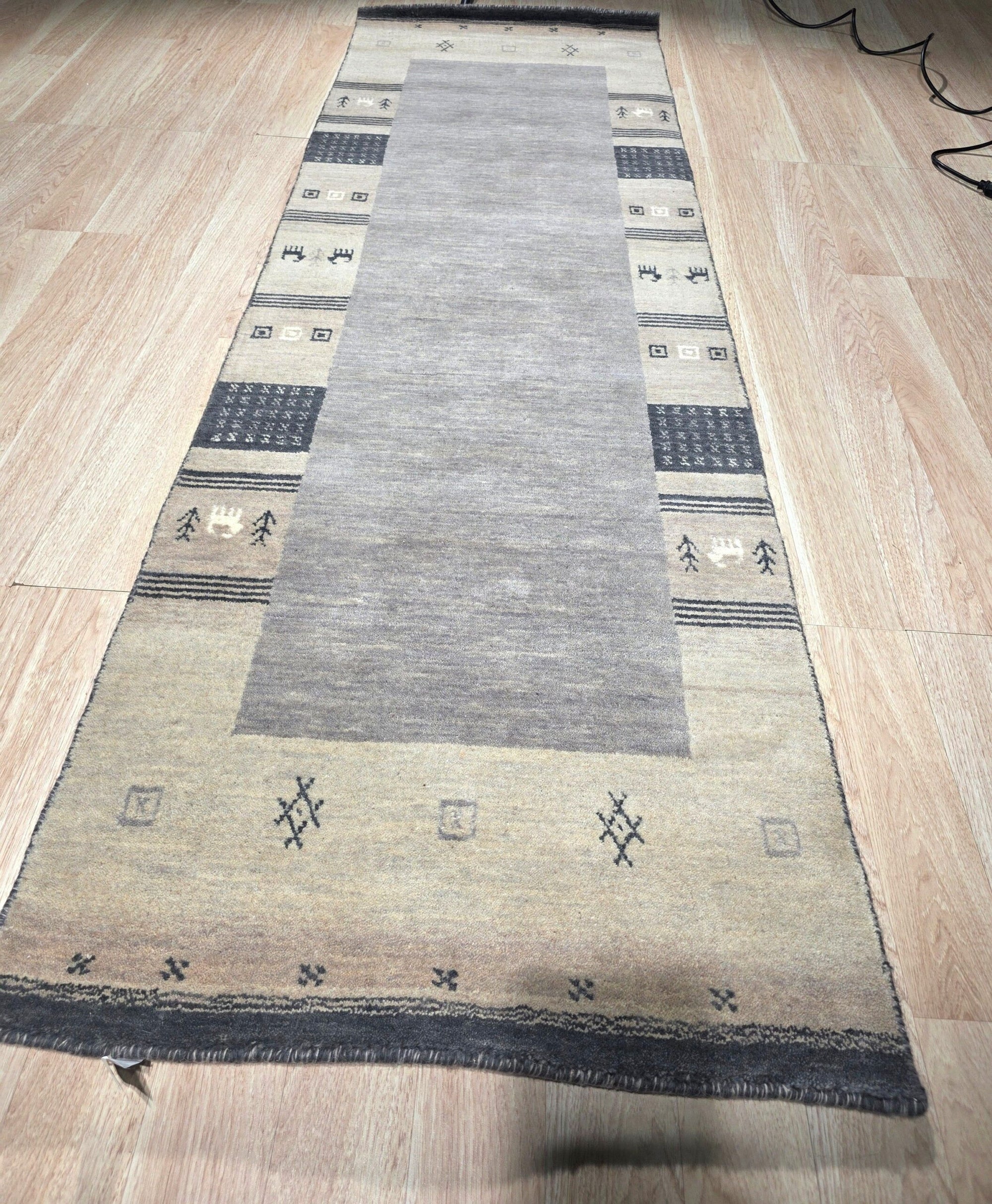 Handloomed Gray Gabbeh Tribal Wool Area Rug - view 2