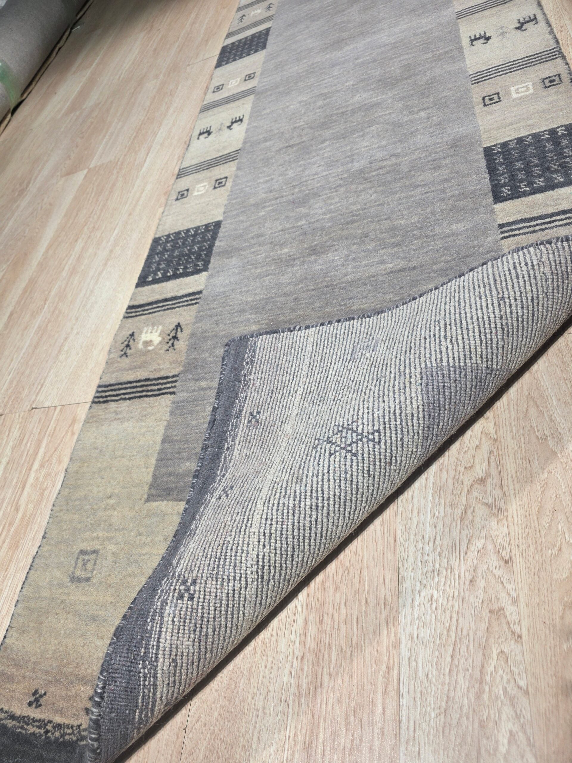 Handloomed Gray Gabbeh Tribal Wool Area Rug - view 3