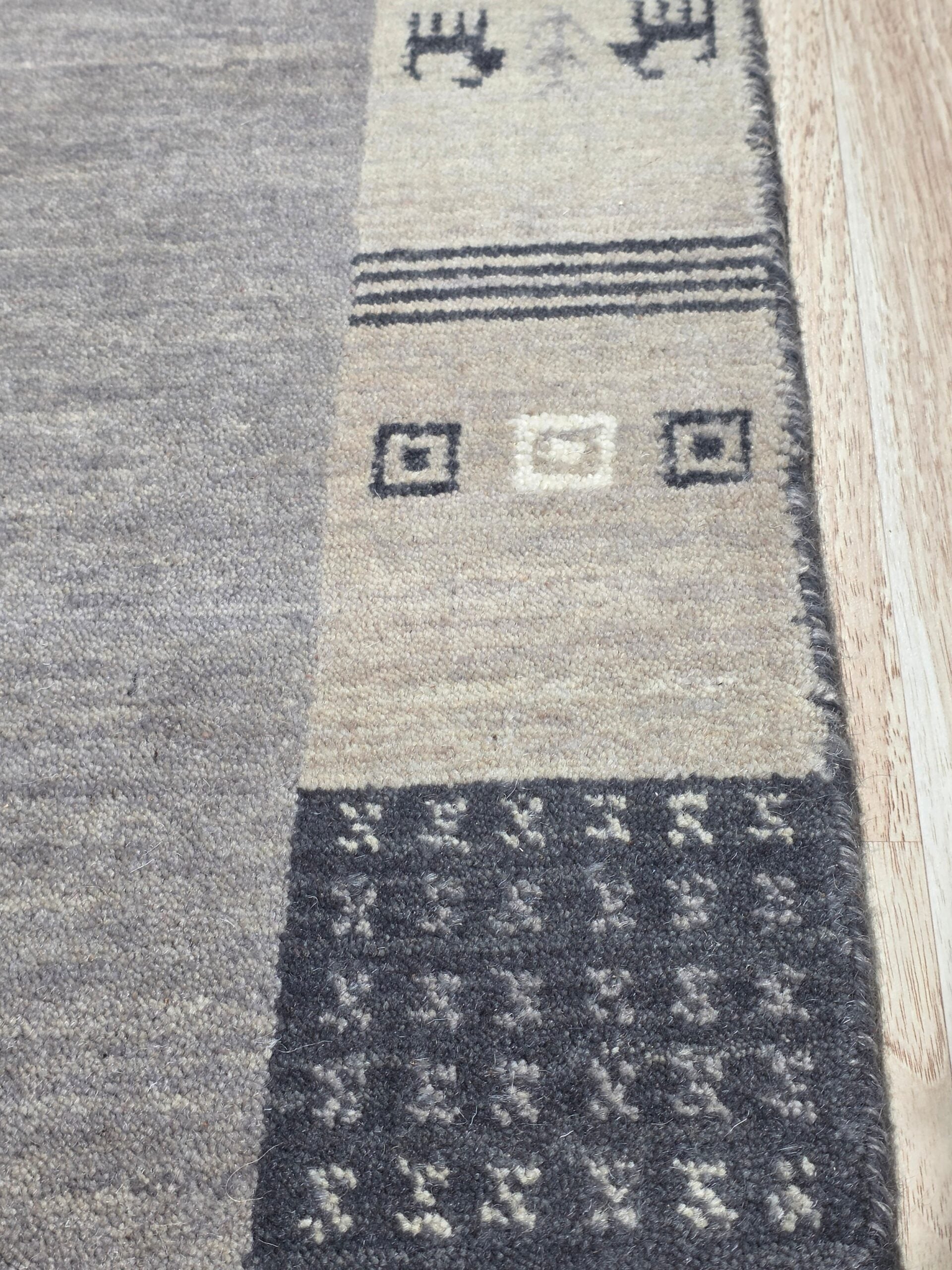 Handloomed Gray Gabbeh Tribal Wool Area Rug - view 4